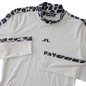 J.Lindeberg Camille Compression Top Size S White Leopard Print Golf Shirt Women